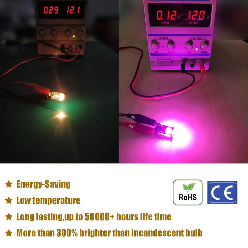 iBrightstar Extremely Bright Wedge T10 168 194 LED Bulbs for Car Interior Dome Map Door Courtesy License Plate Lights, Purple - Image 4